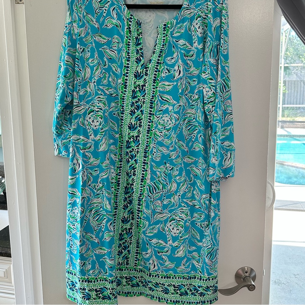 EUC Lilly Pulitzer - Size XXL - Chilly Lilly - Nadine Dress in Turquoise Oasis